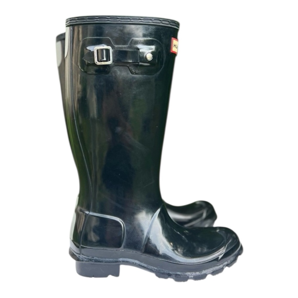 Hunter Black Gloss Rain Boots Size 5